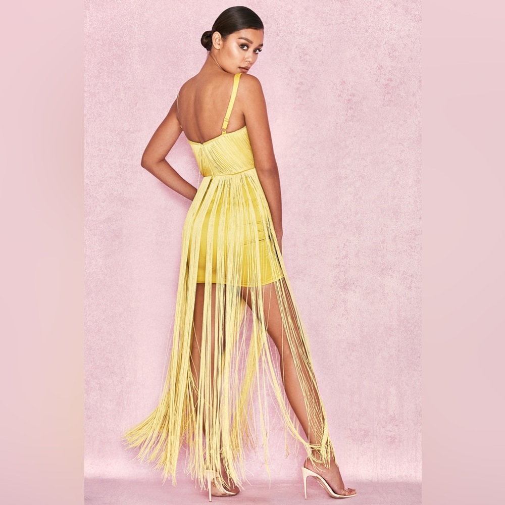 House of CB Sunshine Yellow Fringe Mini Dress - Picture 4 of 14